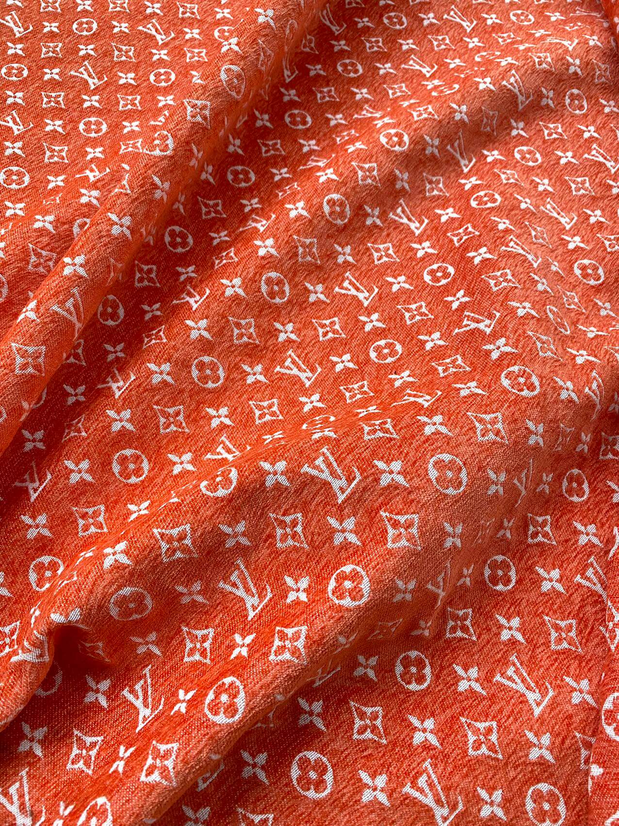 Orange LV Louis Vuitton Chenille Sofa Custom Fabric