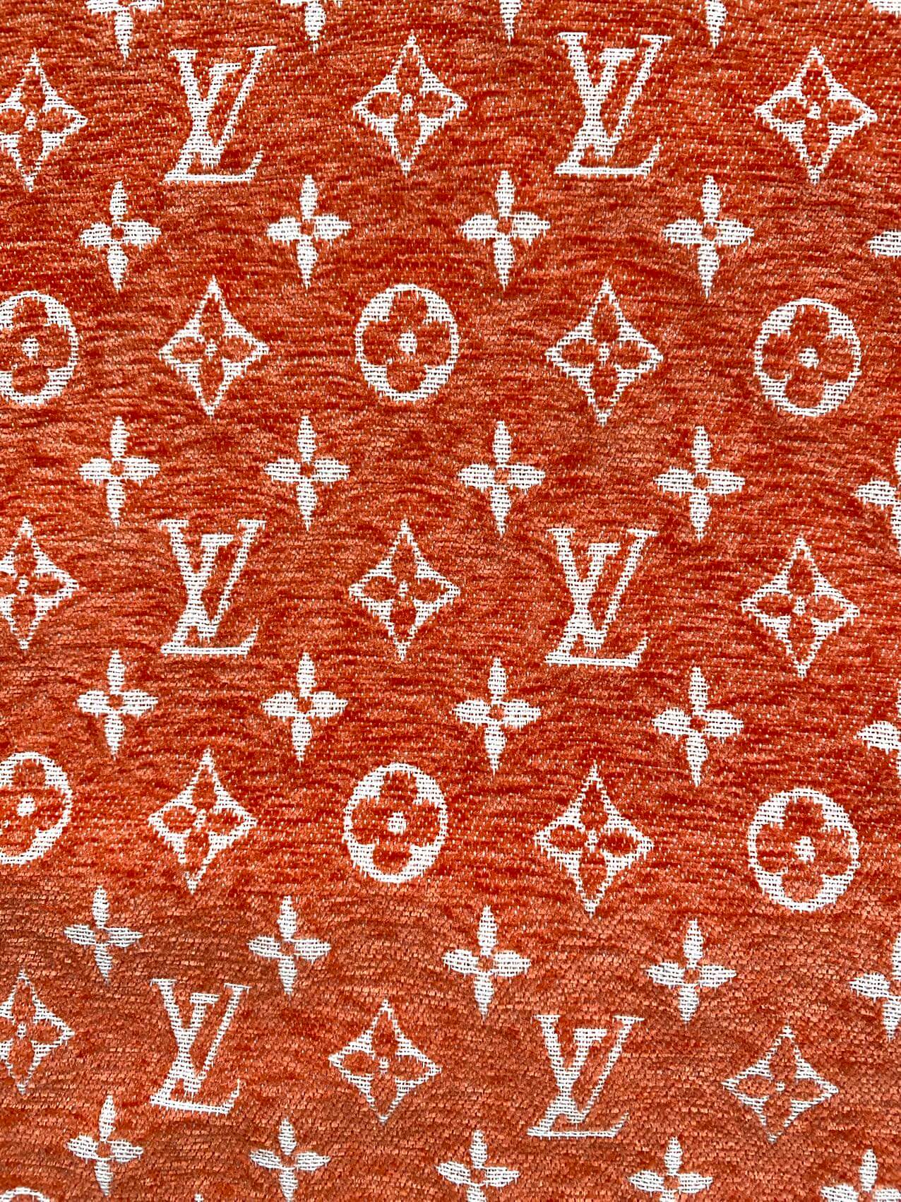 Orange LV Louis Vuitton Chenille Fabric