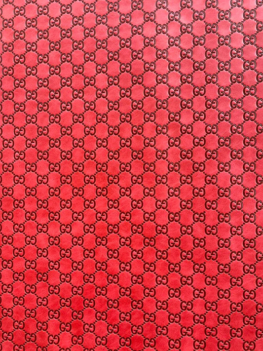 Red Embossed Gucci Upholstery Leather Fabric for Sneakers Custom Shoes