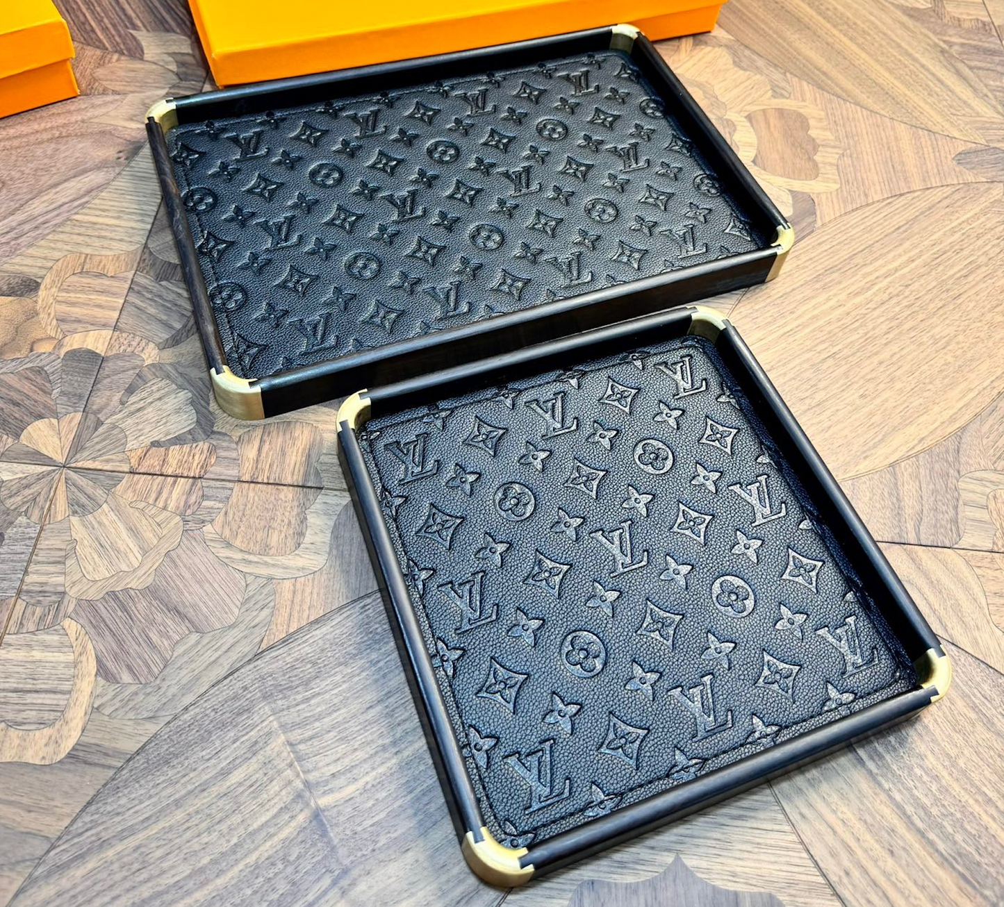 LV Black Wooden Tray