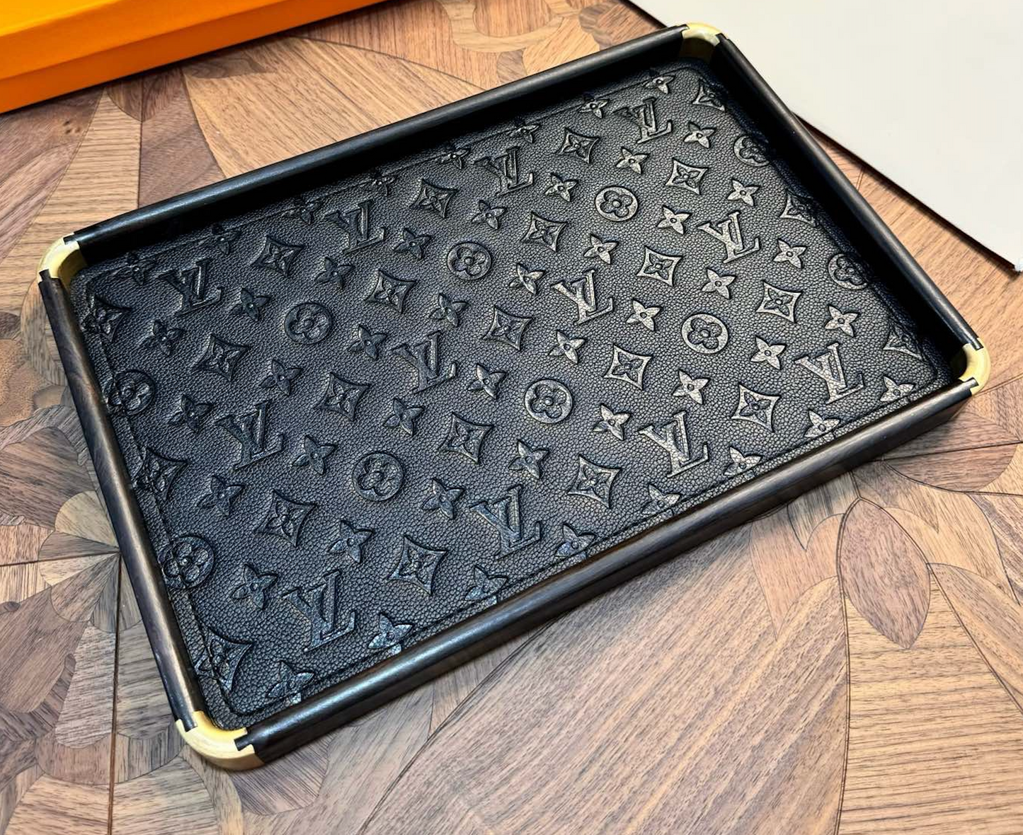 LV Black Wooden Tray