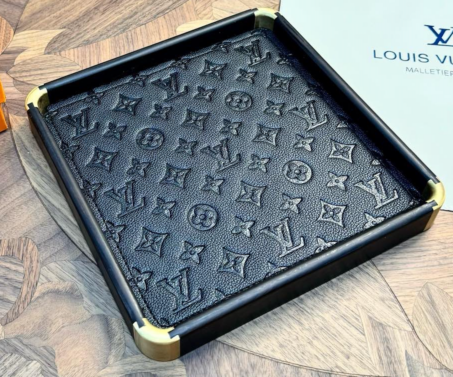 LV Black Wooden Tray