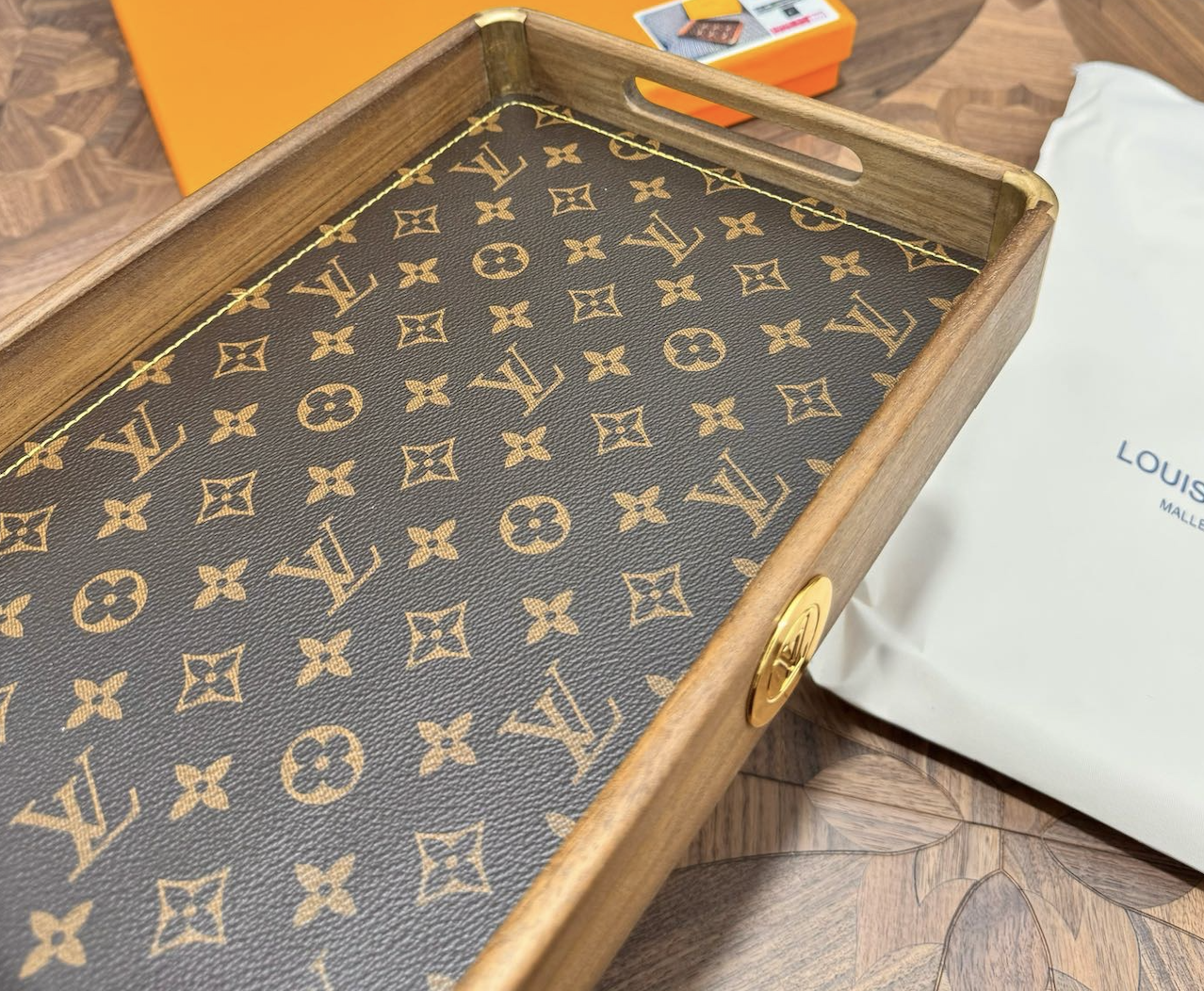 LV Brown Wooden Tray