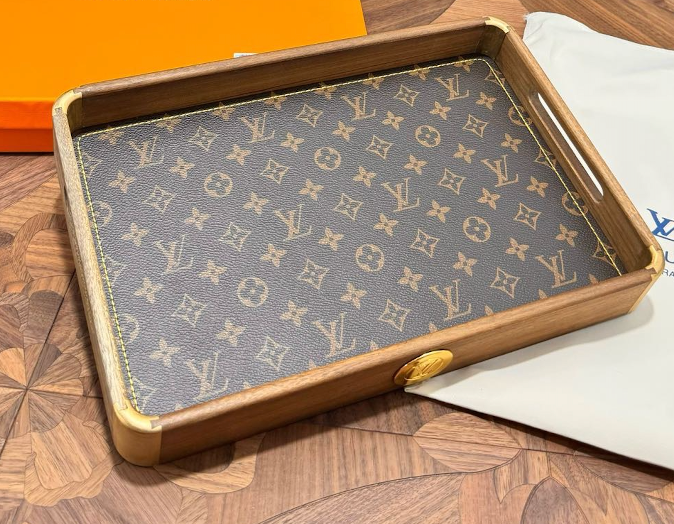 LV Brown Wooden Tray