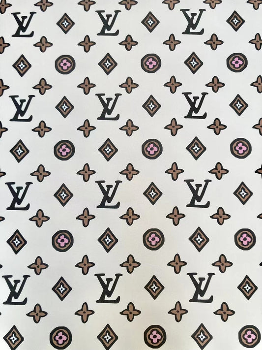 Custom Designer Inspired Leather Fabric LV Vinyl for DIY Sneakers Handmade Crafts