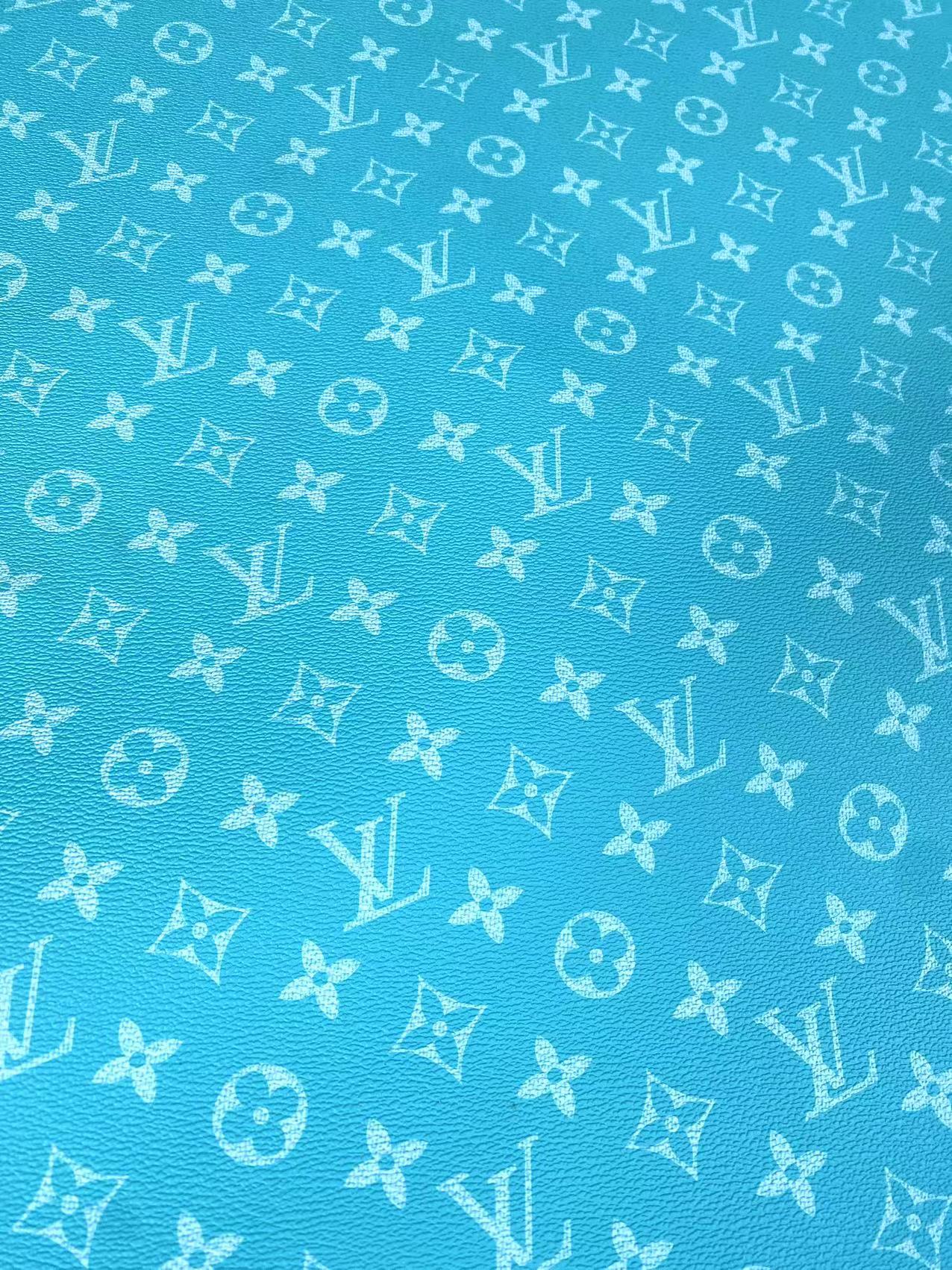 Clean Blue LV Vinyl Custom Fabric for Sneakers Handmade DIY Sewing Upholstery
