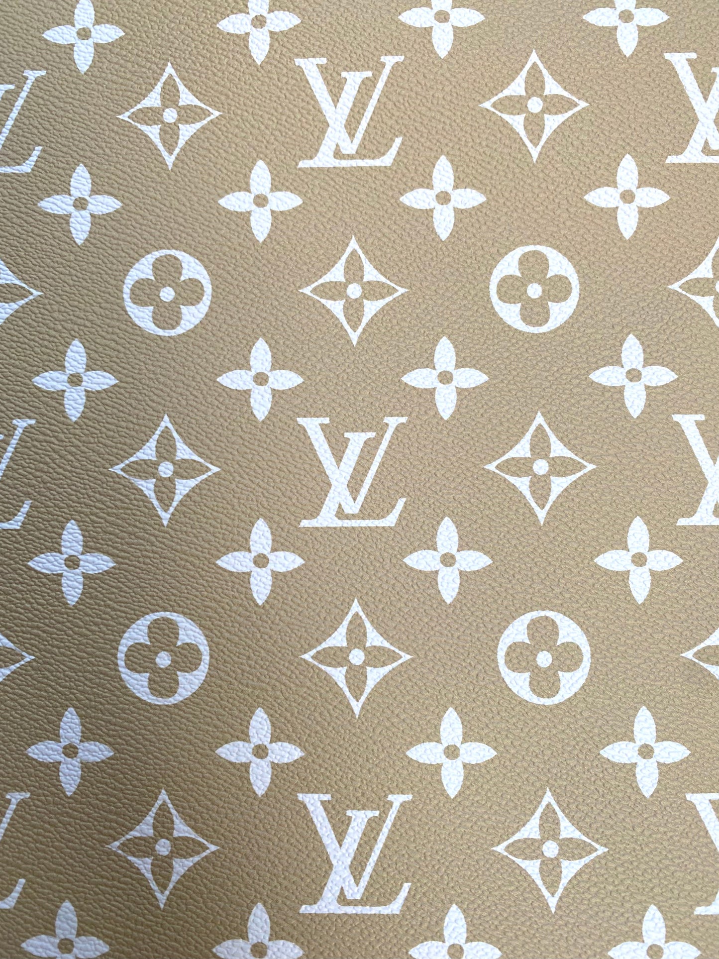 LV Vinyl Natural Color Designer Fabric for DIY Sewing Handmade Upholstery Custom Sneakers