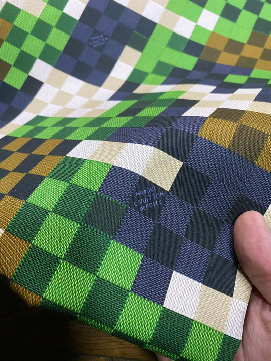 LV Green Damier Check Louis Vuitton Suit Cotton Fabric for Handmade DIY Sewing Bespoke