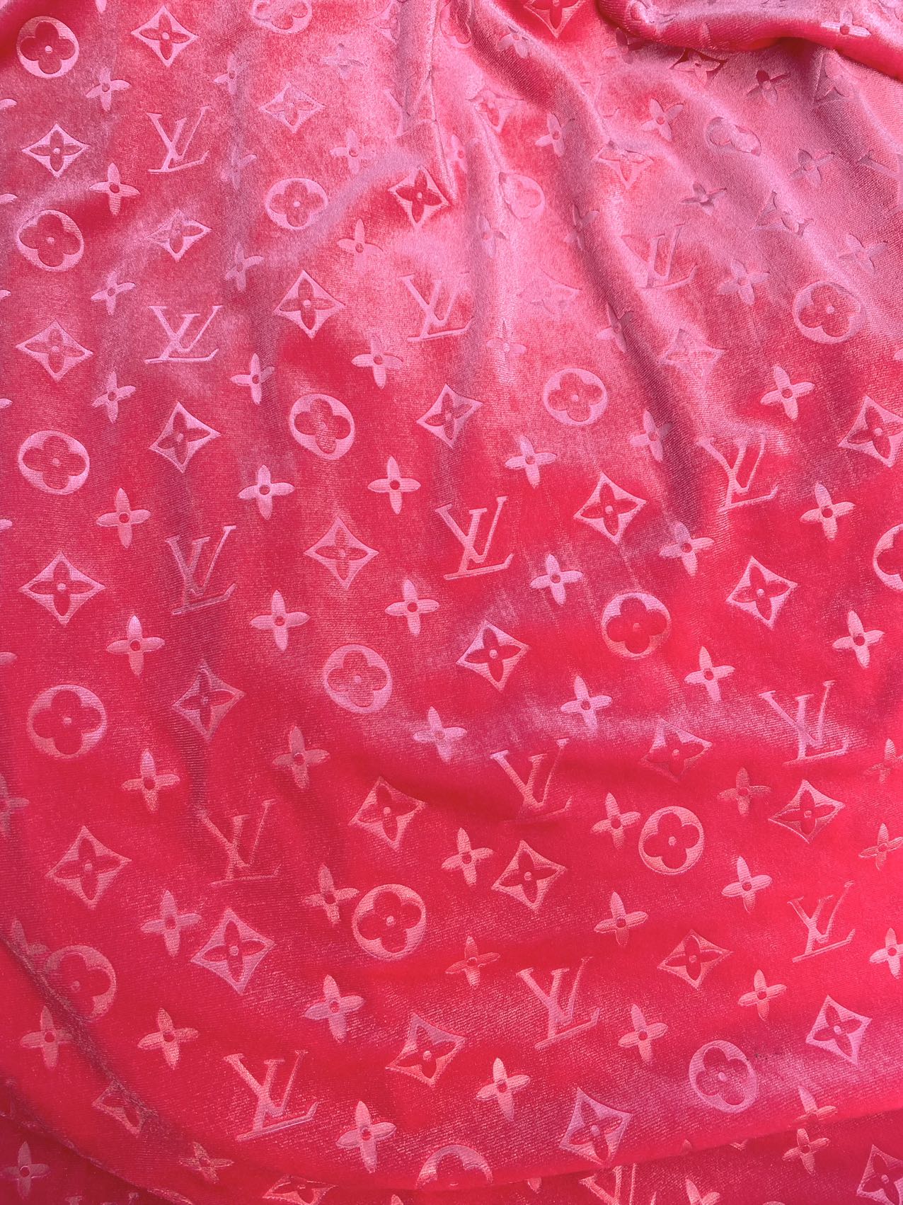 Girl Pink LV Velvet Fabric for Custom Sneakers Sewing Car Upholstery