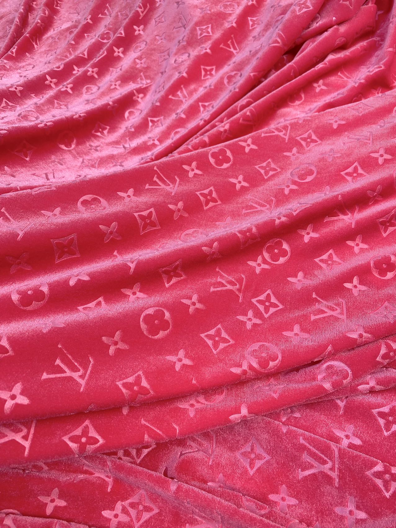 Girl Pink LV Velvet Fabric for Custom Sneakers Sewing Car Upholstery