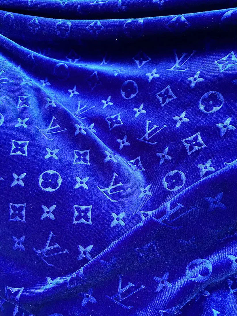 Luxury Royal Blue LV Furniture Velvet Fabric for Sneakers Sewing Custom DIY Project
