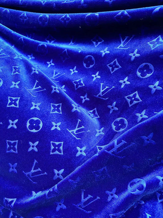 Luxury Royal Blue LV Furniture Velvet Fabric for Sneakers Sewing Custom DIY Project