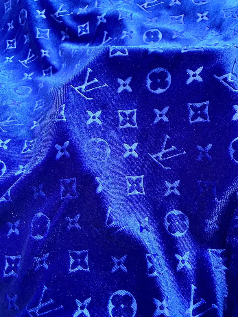 Luxury Royal Blue LV Furniture Velvet Fabric for Sneakers Sewing Custom DIY Project