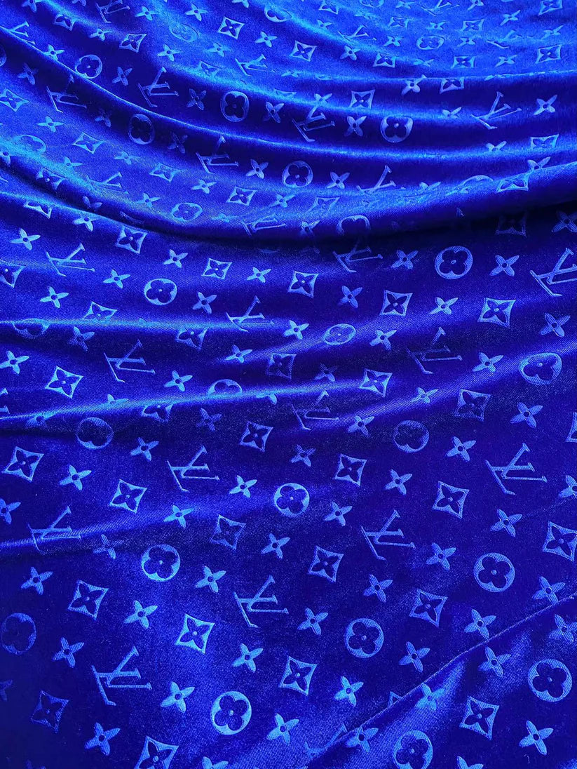 Luxury Royal Blue LV Furniture Velvet Fabric for Sneakers Sewing Custom DIY Project