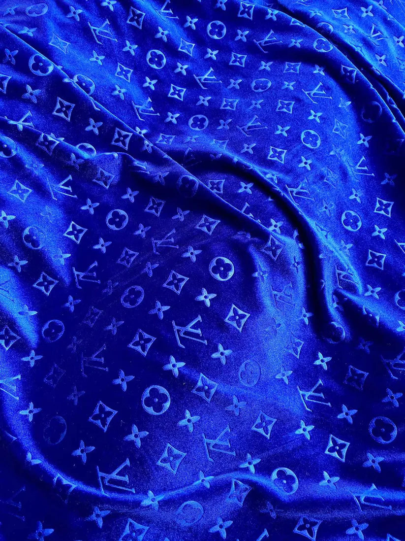 Luxury Royal Blue LV Furniture Velvet Fabric for Sneakers Sewing Custom DIY Project