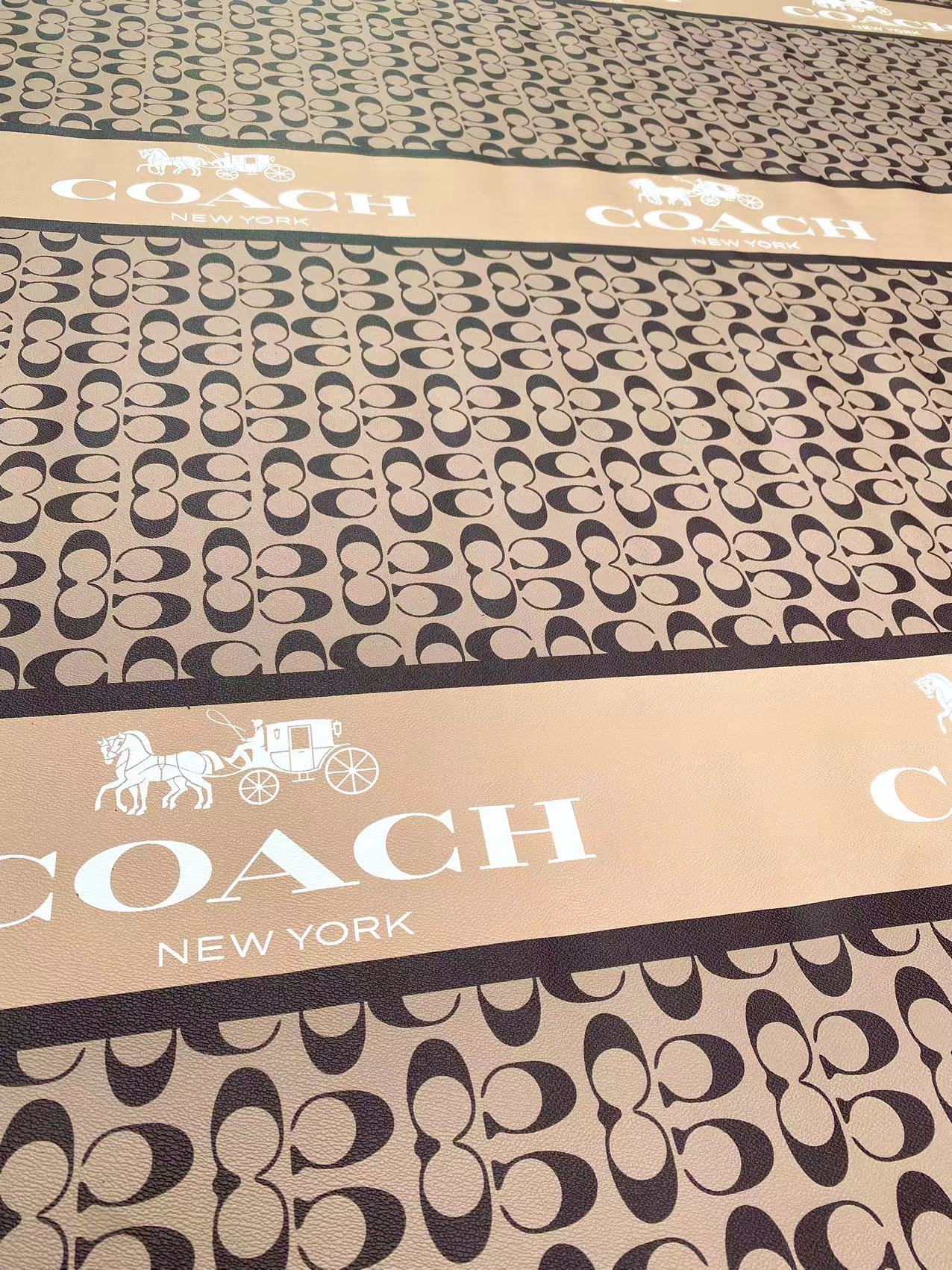 Classic Coach Logo Leather Vinyl Fabric for Handmade DIY Sewing Fabric