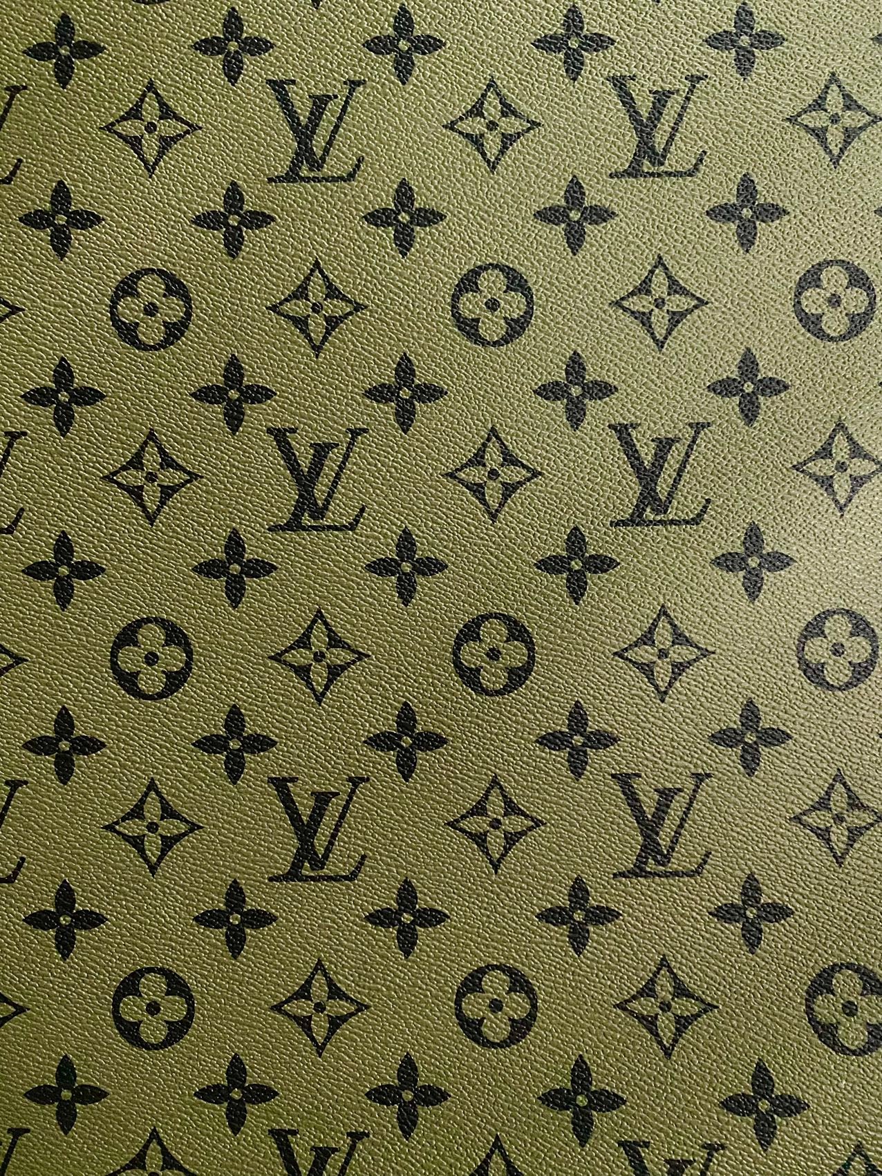 Dark Oliver Green LV Louis Vuitton Leather Fabric for Custom Bag Handmade Sewing DIY