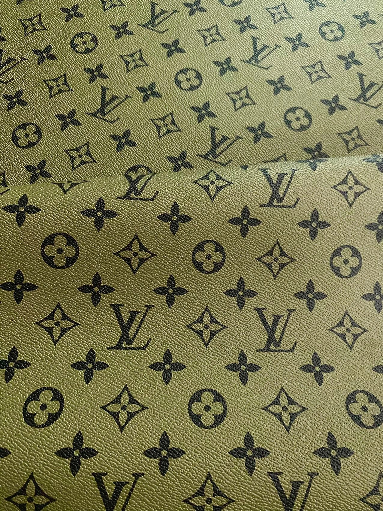 Dark Oliver Green LV Louis Vuitton Leather Fabric for Custom Bag Handmade Sewing DIY