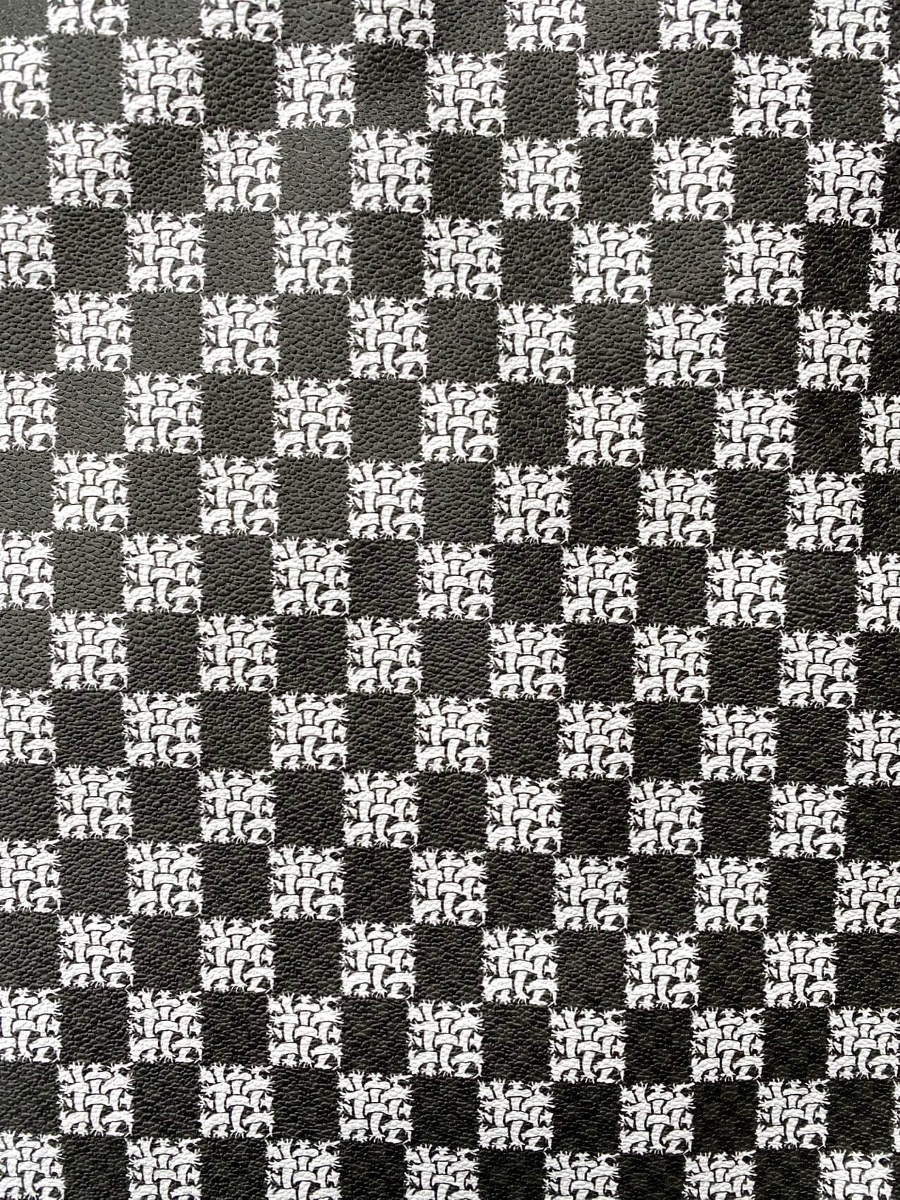 Damier Check Designer Leather Fabric for Custom Sewing Project DIY