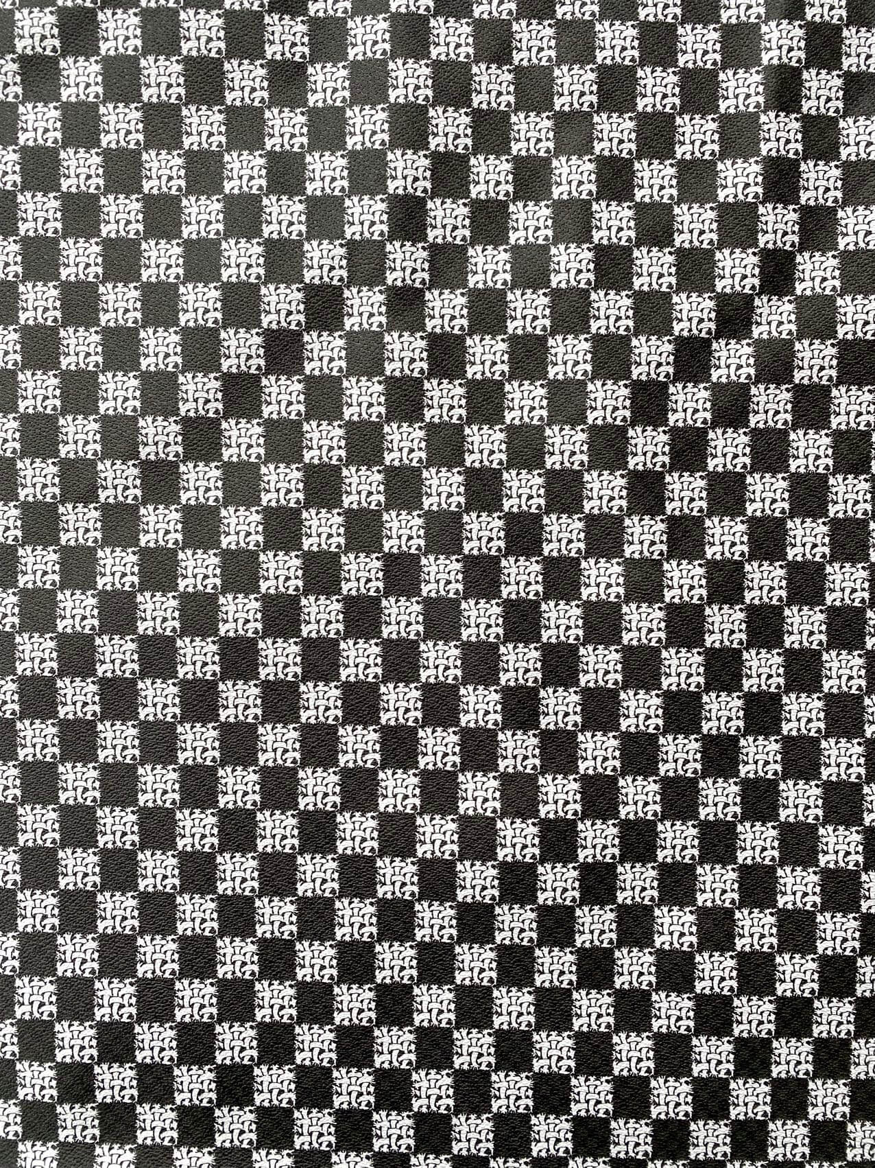 Damier Check Designer Leather Fabric for Custom Sewing Project DIY