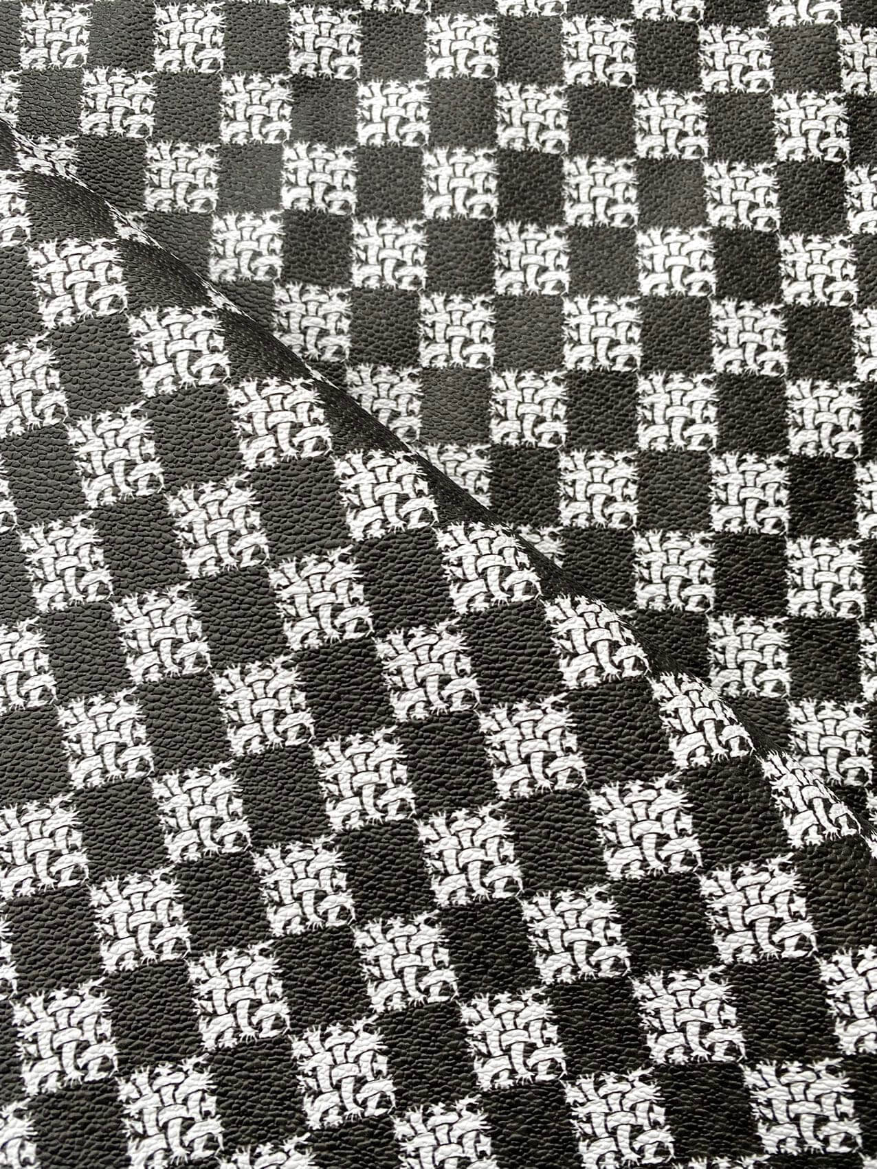 Damier Check Designer Leather Fabric for Custom Sewing Project DIY