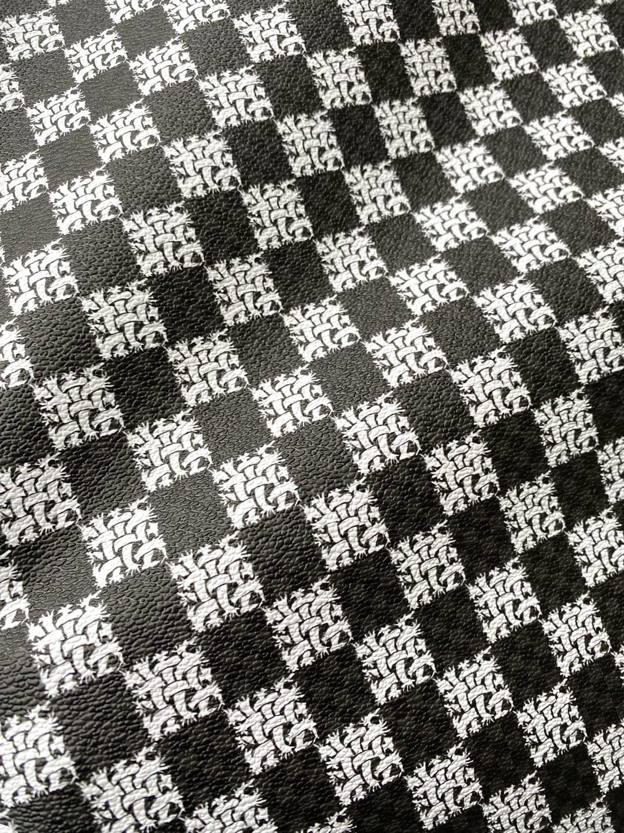 Damier Check Designer Leather Fabric for Custom Sewing Project DIY