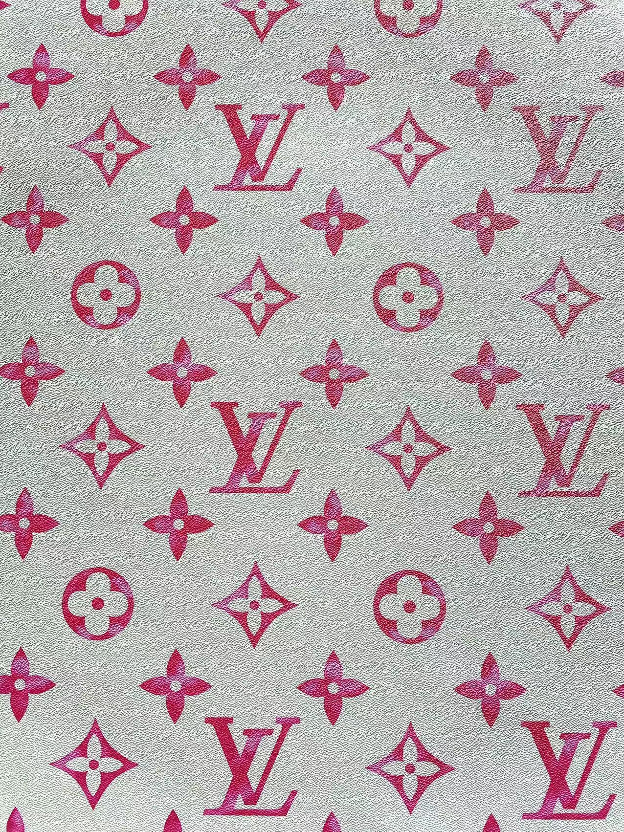 Pink Watercolor Big Letter Louis Vuitton Leather Fabric for Speedy Bag Handmade Bag Repair