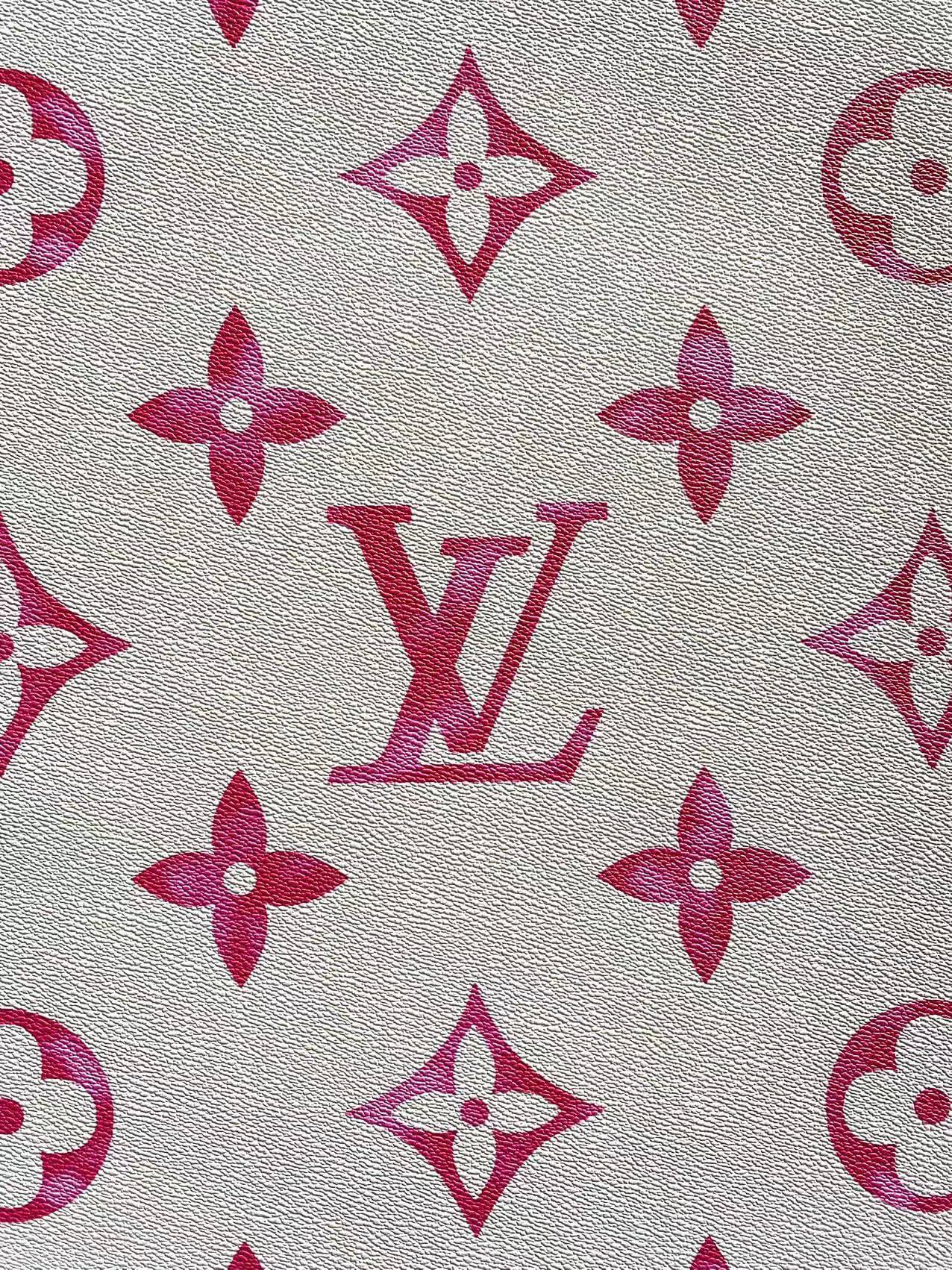 Pink Watercolor Big Letter Louis Vuitton Leather Fabric for Speedy Bag Handmade Bag Repair