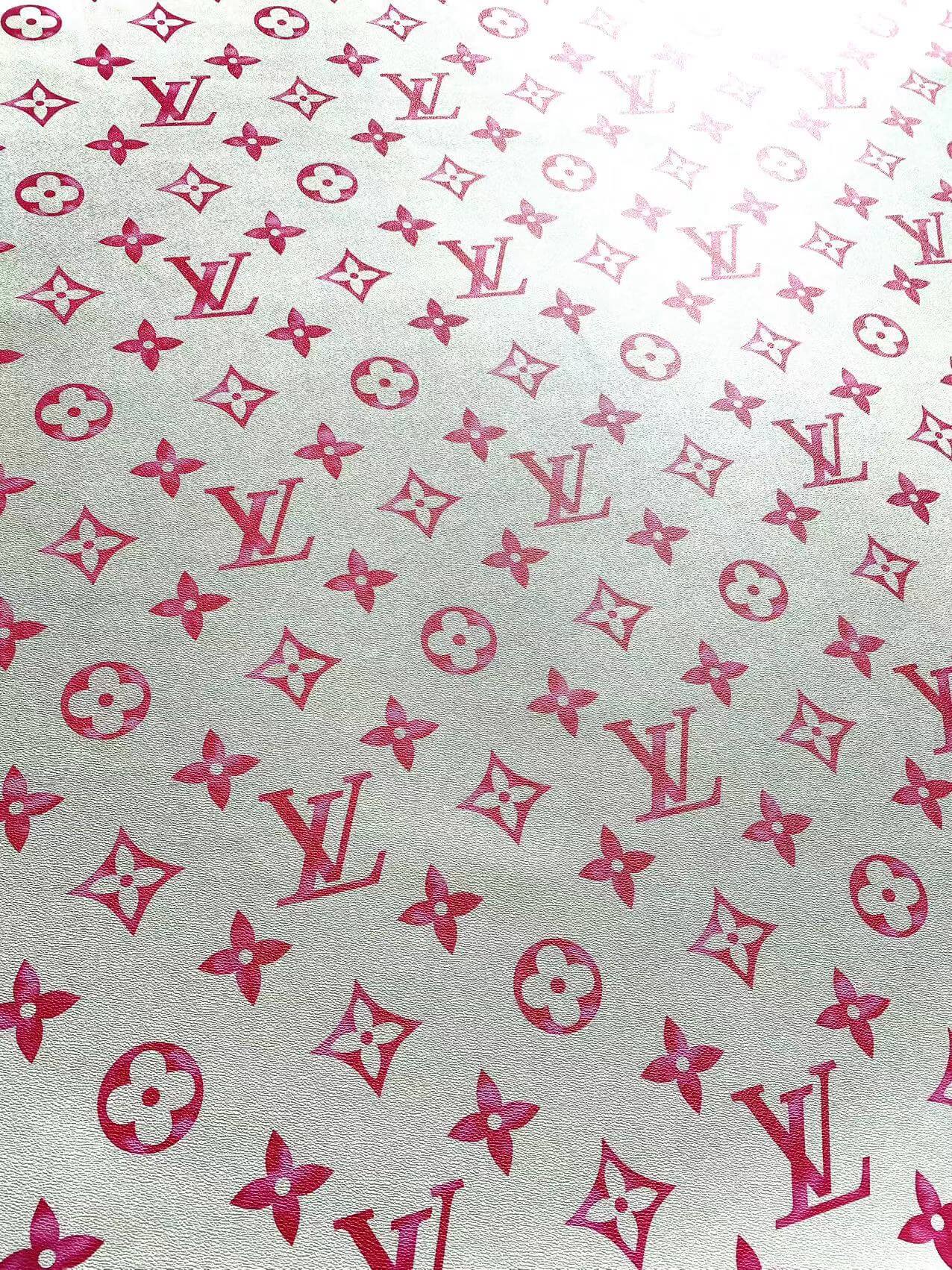 Pink Watercolor Big Letter Louis Vuitton Leather Fabric for Speedy Bag Handmade Bag Repair