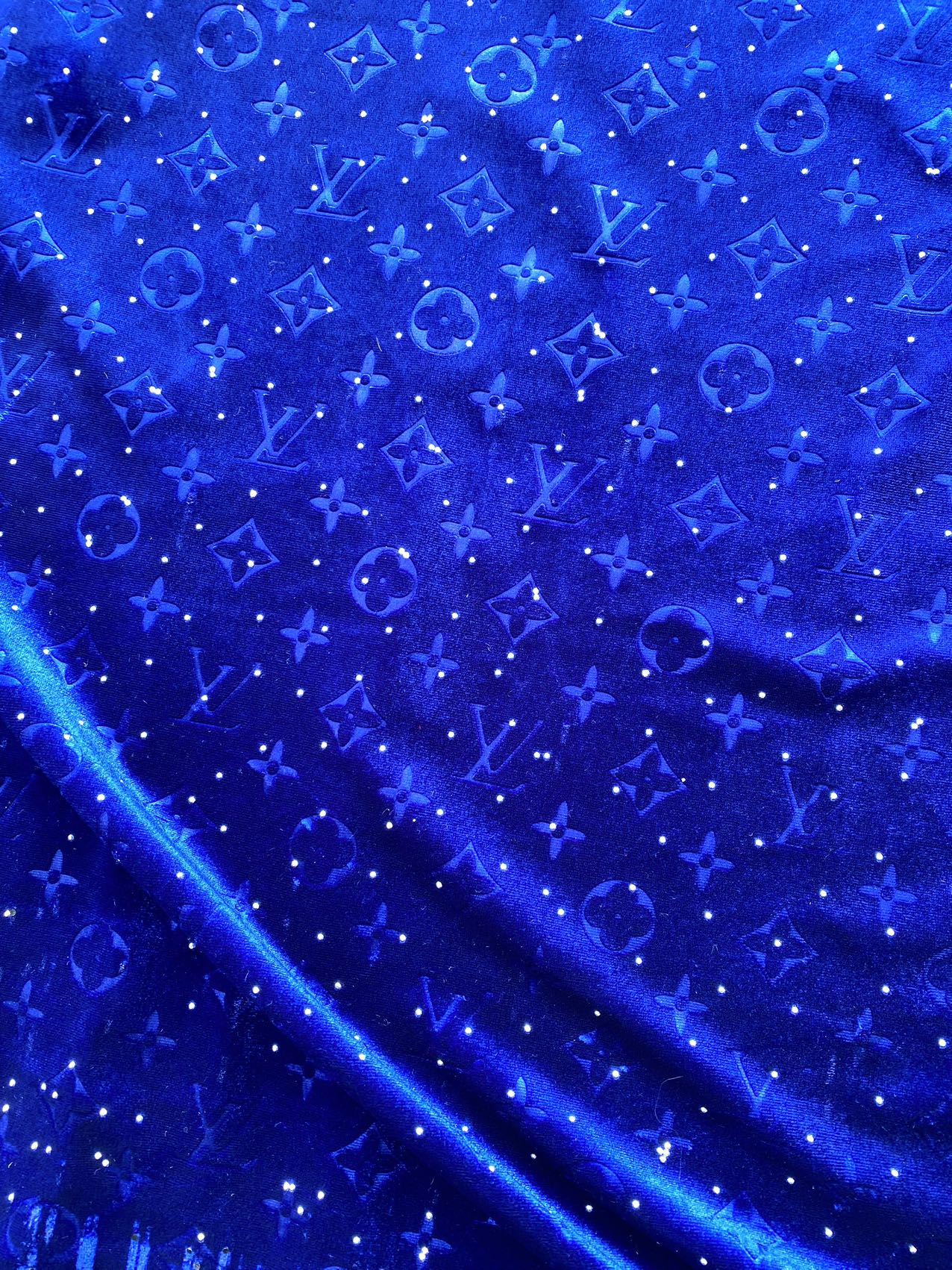 Dark Blue Navy Diamond Louis Vuitton LV Velvet Fabric for Shoes Sneakerhead