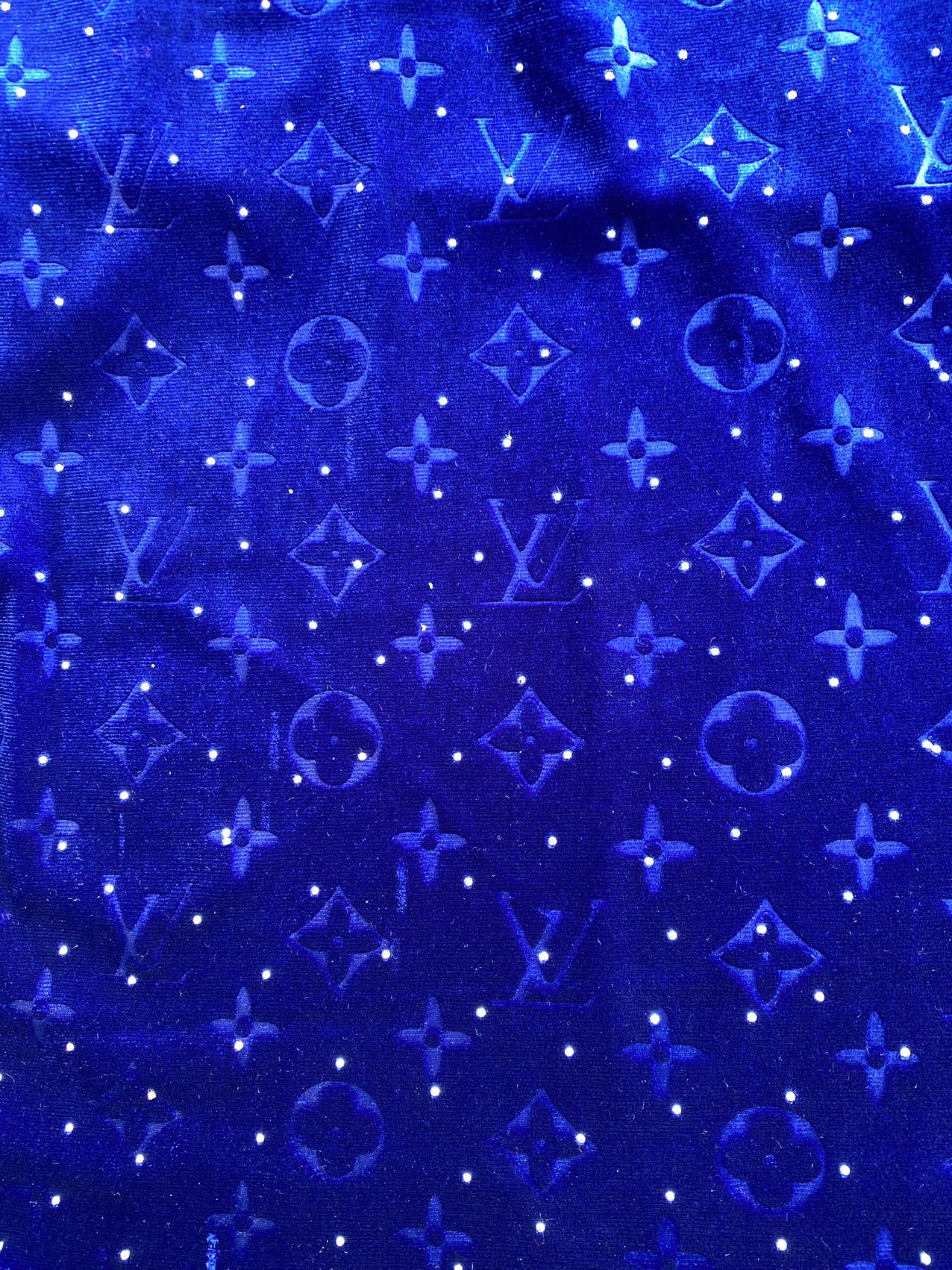 Dark Blue Navy Diamond Louis Vuitton LV Velvet Fabric for Shoes Sneakerhead