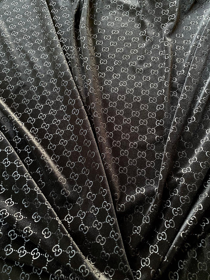 Luxury Designer Black Gucci Velvet Fabric for Custom Clothing Sewing Project