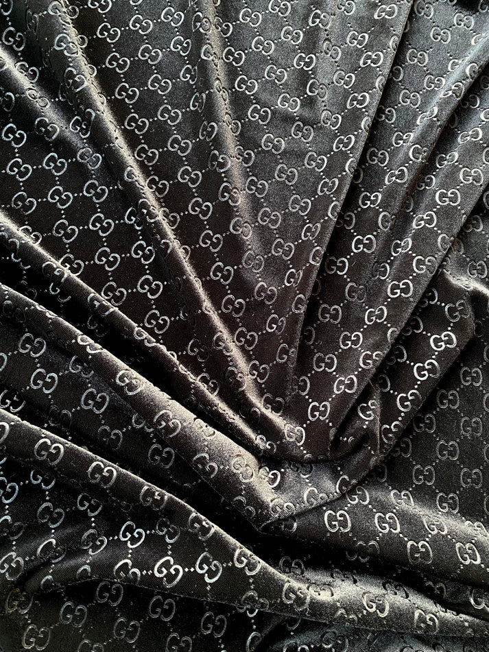 Luxury Designer Black Gucci Velvet Fabric for Custom Clothing Sewing Project