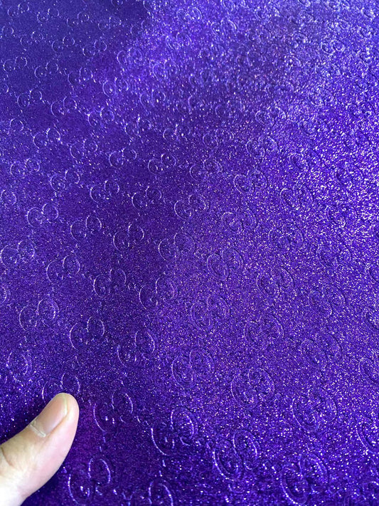 Bling Purple Shiny Diamond Gucci Faux Leather Sheet for DIY Handmade Custom Projects