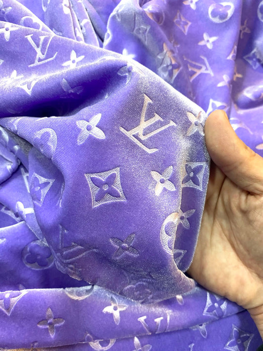 Elegant Lavender Light Purple LV Velvet Fabric for Handmade DIY Crafts Upholstery Sneakers