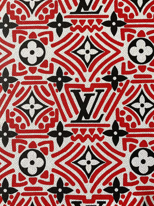 Red LV Louis Vuitton Vinyl Faux Leather for Shoes Sewing Project