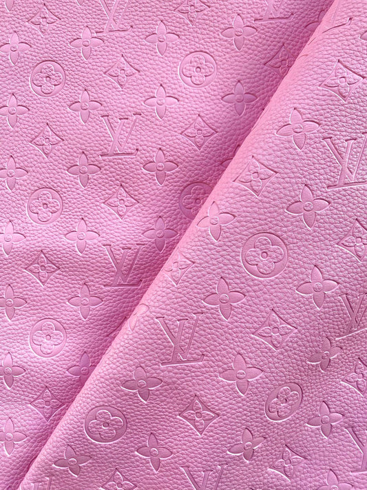 Girl Pink Barbie LV Upholstery Custom Embossed Leather for Shoes