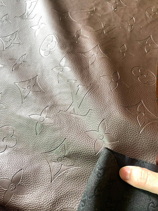 Brown Embossed Louis Vuitton Car Interior Leather for Upholstery Furniture