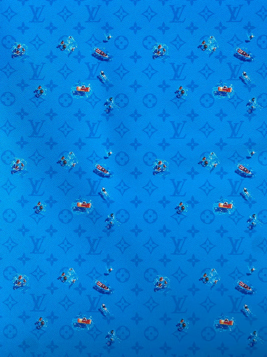 Summer Blue Louis Vuitton Swimming Custom DIY Designer Fabric Leather