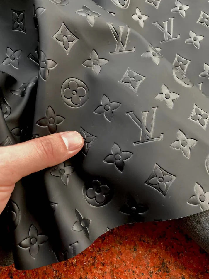 Matte Frosted Black Louis Vuitton Trainer Shoe Leather For Repair DIY Sewing