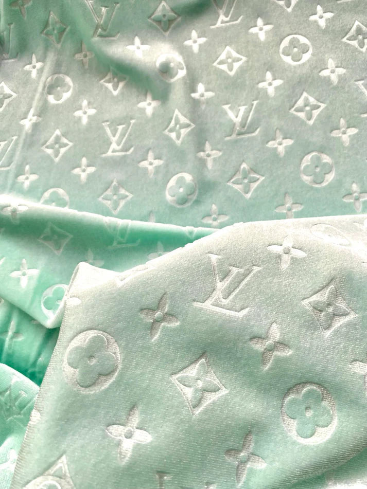 Turquoise Mint Louis Vuitton LV Velvet Shoe Sneaker Fabric