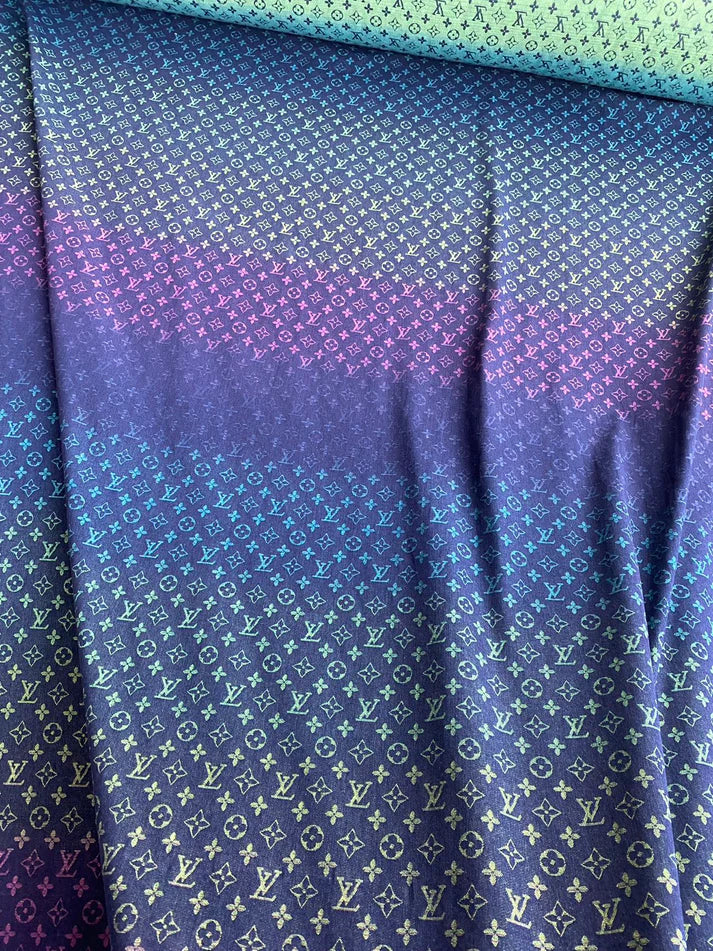 Rainbow Colorful Denim Designer Fabric Sold by Yard for Clothing Tailor Made Sneakerhead