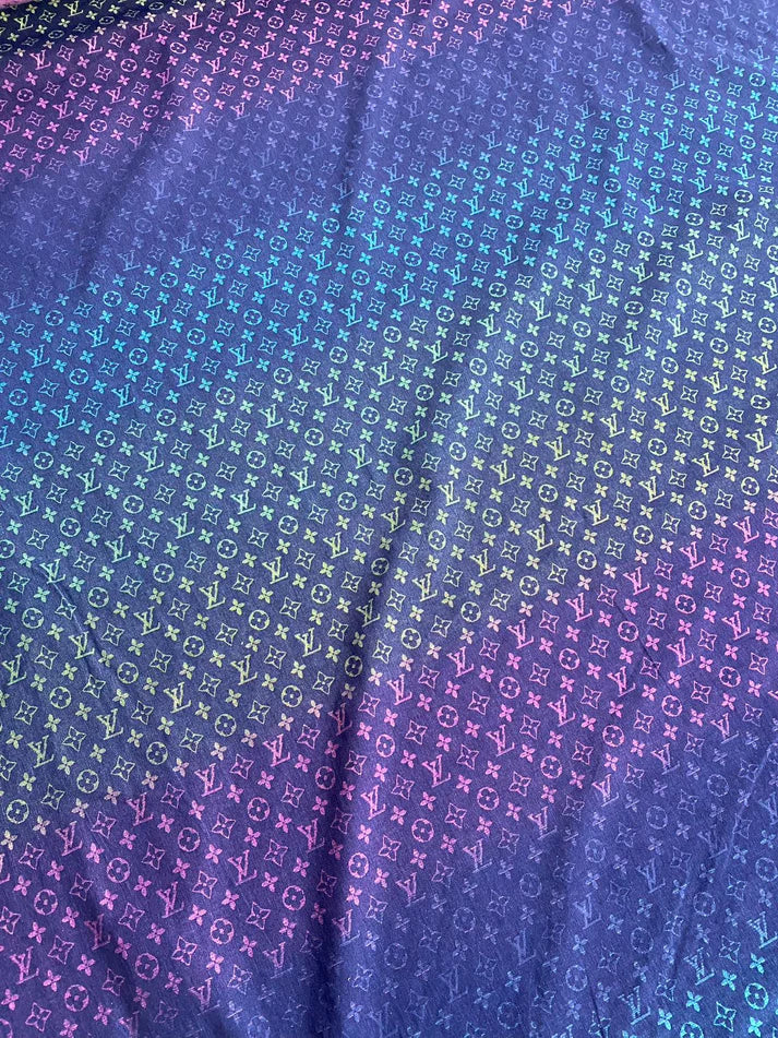 Rainbow Colorful Denim Designer Fabric Sold by Yard for Clothing Tailor Made Sneakerhead