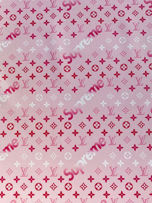 Pink Supreme Louis Vuitton Valentine's Day Designer Fabric Leather Sheet