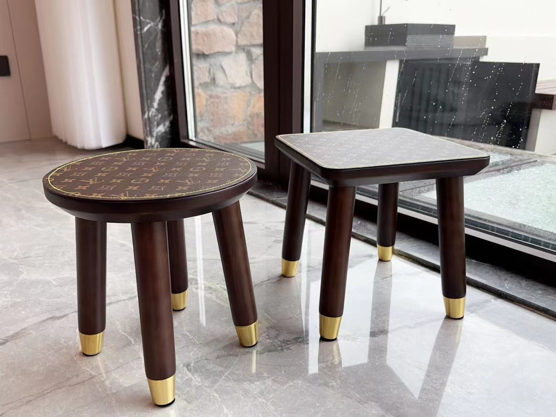 Handmade Classic Custom LV Leather Stool