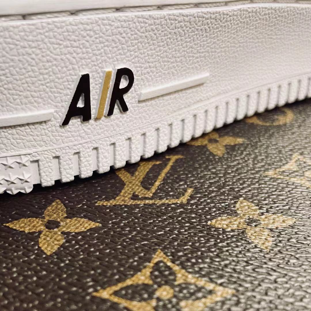 Black White Grey Classic Monogram LV Custom Sneakers Air Force One for –  WendyCustom