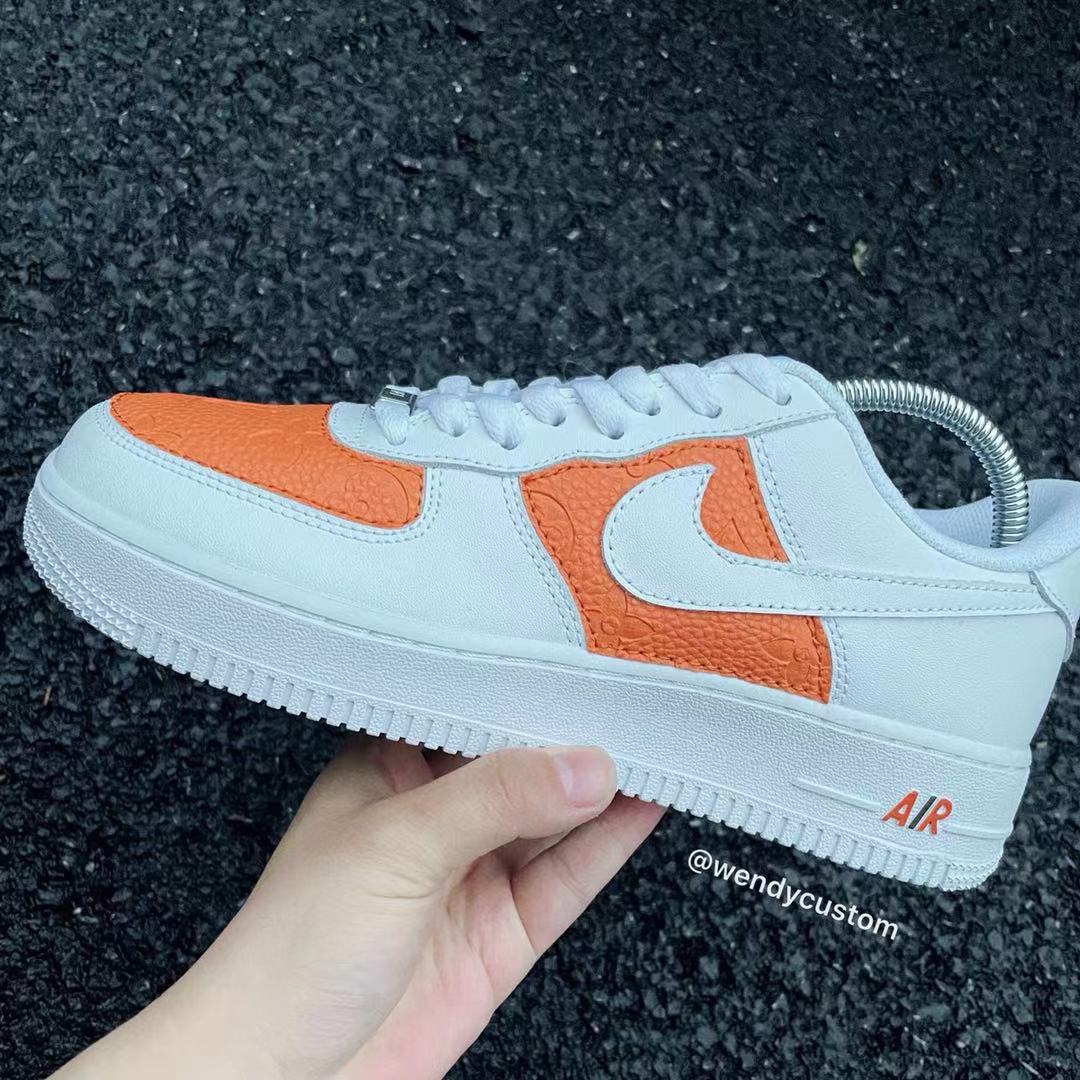 Orange Embossed LV Air Force One Custom Sneaker for Man