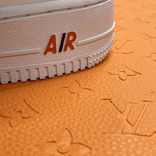 Orange Embossed LV Air Force One Custom Sneaker for Woman