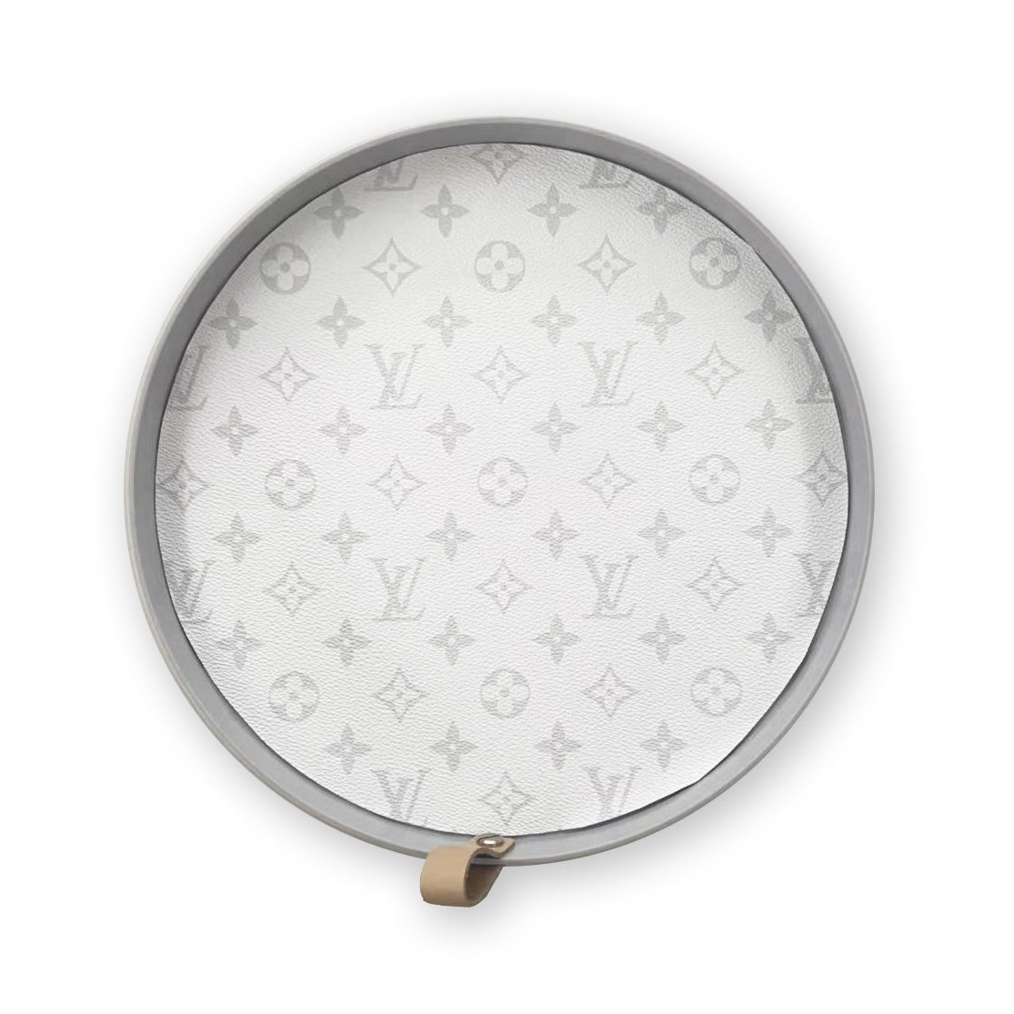 White Grey LV Tray With Leather Strap