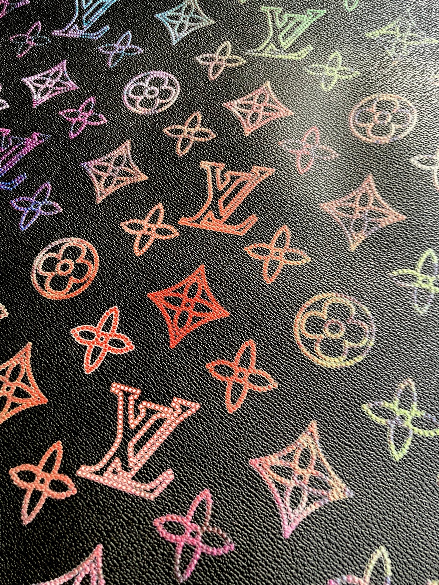 Custom Vinyl Colorful LV Monogram Leather for DIY Handmade Crafts